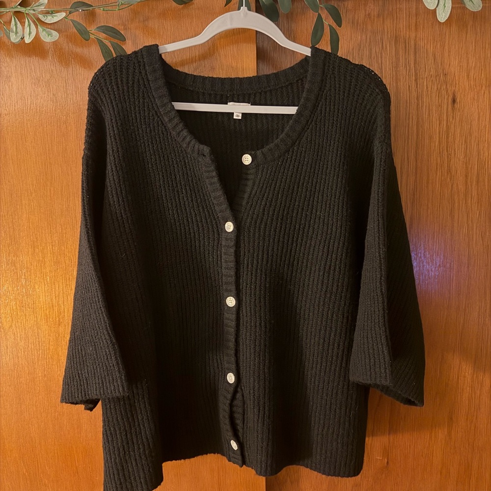 Aerie Short Sleeve Black Cardigan